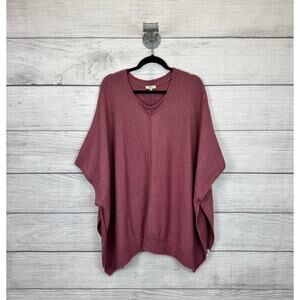 Kori America Plus Size Mauve Knit V-Neck Sweater Poncho Top Size 1XL/2XL